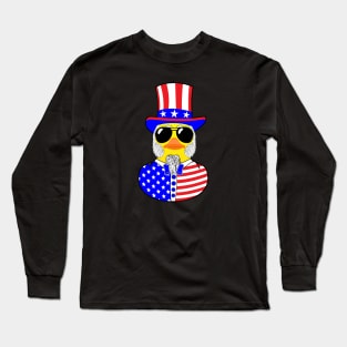Cool Rubber duck uncle Sam Long Sleeve T-Shirt